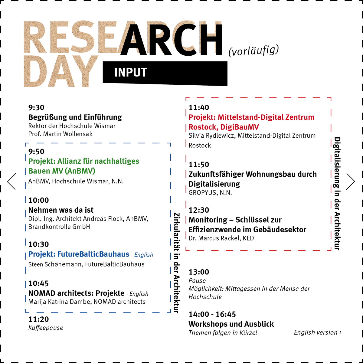 Agenda DE, Research Day, HS Wismar