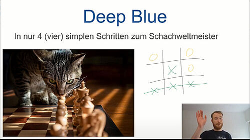 Der Bildschirmausschnitt zeigt Birger Schuhmann zu Beginn seines Vortrags
