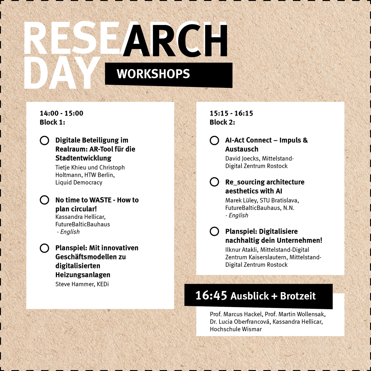 Research Day Agenda Workshops