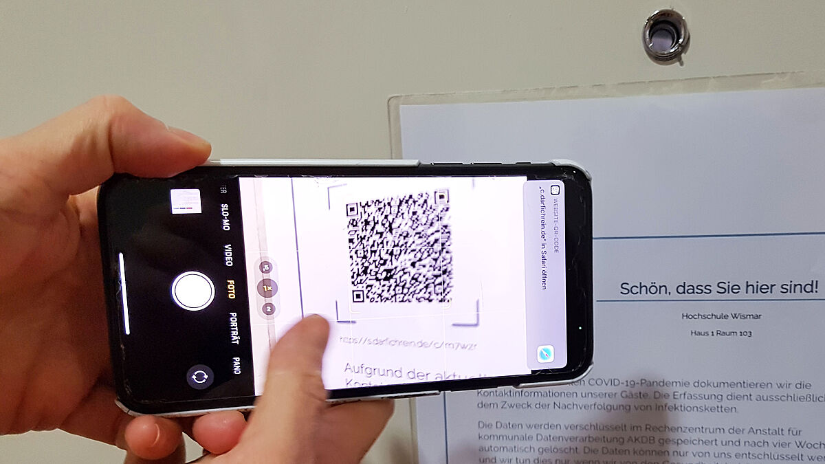 QRCode zur Covid19Kontakterfassung // Corona Hochschule Wismar